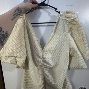 Free People Cream Textured Knit Top